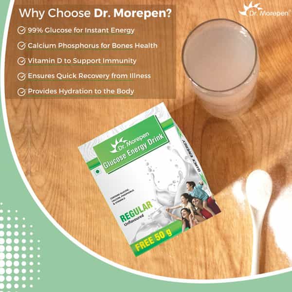 Dr. Morepen Glucose Energy Drink | Quick Energy | Unflavoured | 125 Gm