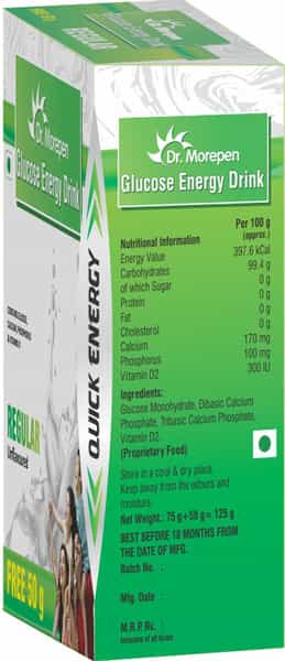 Dr. Morepen Glucose Energy Drink | Quick Energy | Unflavoured | 125 Gm