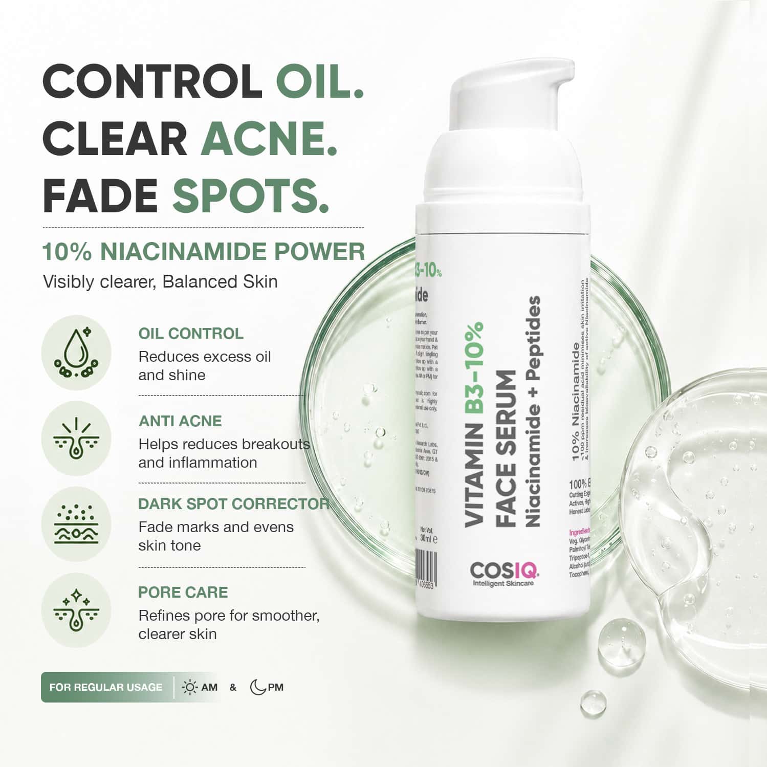 COS-IQ Niacinamide Vitamin B3 10% Serum 30ml - Image 2