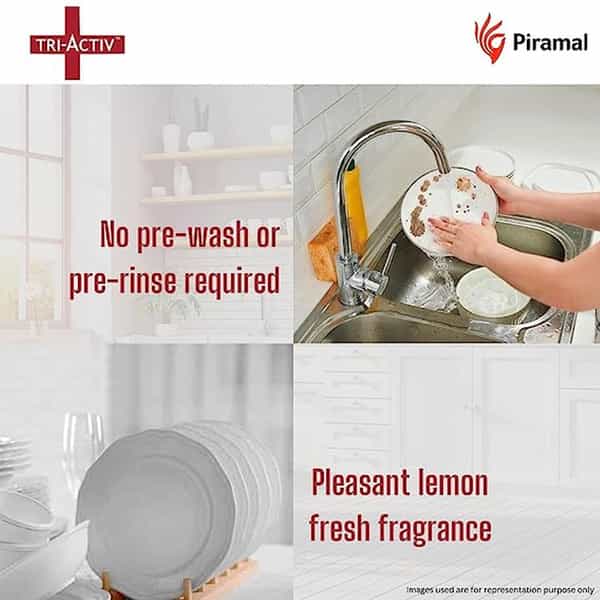 Tri-Activ All-In-One Dishwasher Tablet By Piramal I 30 Units I Lemon Fresh Fragrance (Pack Of 8)