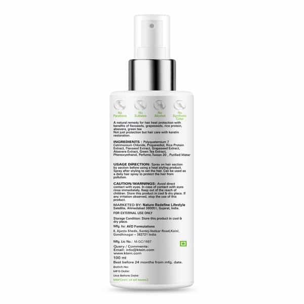 Ktein Natural100% Plant Base Hair Heat Protection Spray 100Ml