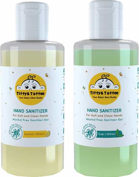 Tiffy & Toffee Baby Non-Alcoholic Hand Sanitizer (Tulsi - 100Ml + Lemon - 100Ml)
