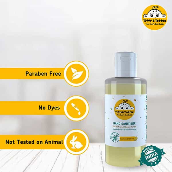 Tiffy & Toffee Baby Non-Alcoholic Hand Sanitizer (Tulsi - 100Ml + Lemon - 100Ml)