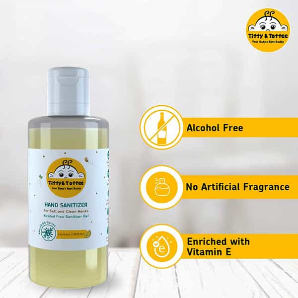 Tiffy & Toffee Baby Non-Alcoholic Hand Sanitizer (Tulsi - 100Ml + Lemon - 100Ml)