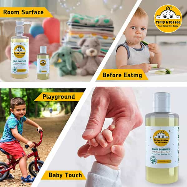 Tiffy & Toffee Baby Non-Alcoholic Hand Sanitizer (Tulsi - 100Ml + Lemon - 100Ml)