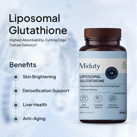 Miduty Liposomal Glutathione 40% - Anti Aging- Skin Brightening - 8x Absorption - 30 Capsule