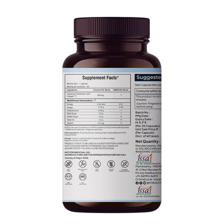 Miduty Liposomal Glutathione 40% - Anti Aging- Skin Brightening - 8x Absorption - 30 Capsule