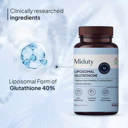 Miduty Liposomal Glutathione 40% - Anti Aging- Skin Brightening - 8X Absorption - 30 Capsule