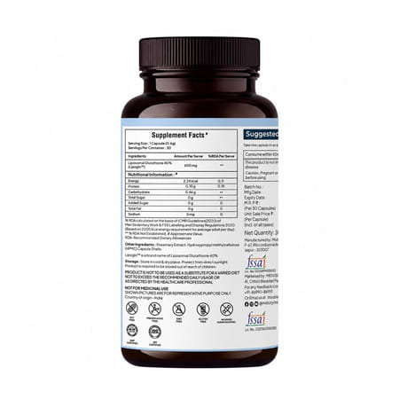 Miduty Liposomal Glutathione 40% - Anti Aging- Skin Brightening - 8X Absorption - 30 Capsule