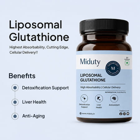 Miduty Liposomal Glutathione 40% - Anti Aging- Skin Brightening - 8X Absorption - 30 Capsule