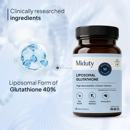 Miduty Liposomal Glutathione 40% - Anti Aging- Skin Brightening - 8X Absorption - 30 Capsule