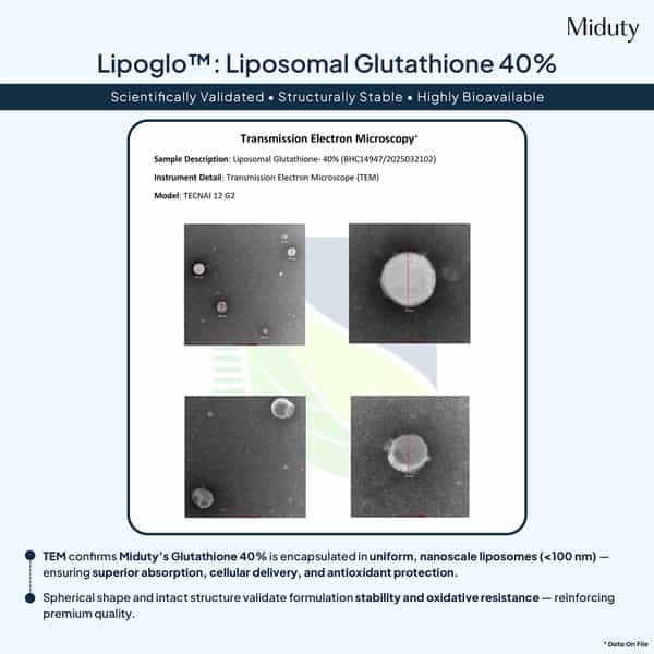 Miduty Liposomal Glutathione 40% - Anti Aging- Skin Brightening - 8X Absorption - 30 Capsule