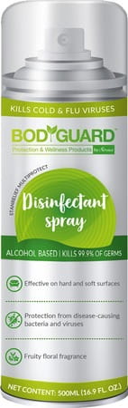 Bodyguard Multipurpose Disinfectant Spray Alcohol Based Kills 99.9% Of Germs - 300ml