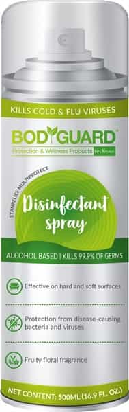 Bodyguard Multipurpose Disinfectant Spray Alcohol Based Kills 99.9% Of Germs - 300Ml
