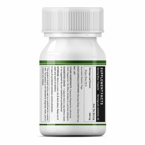 Inlife Moringa Oliefera Leaf Extract 500Mg 60 Vegetarian Capsules Weight Loss & Digestion