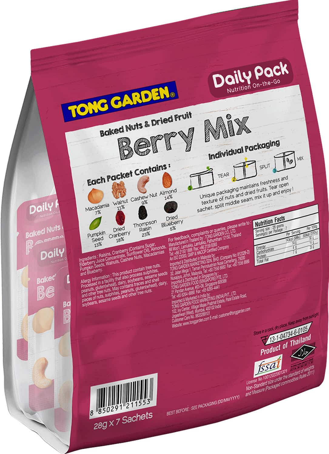 Buy TONG GARDEN BAKED NUTS & DRIED FRUITS BERRY MIX 196G POUCH Online