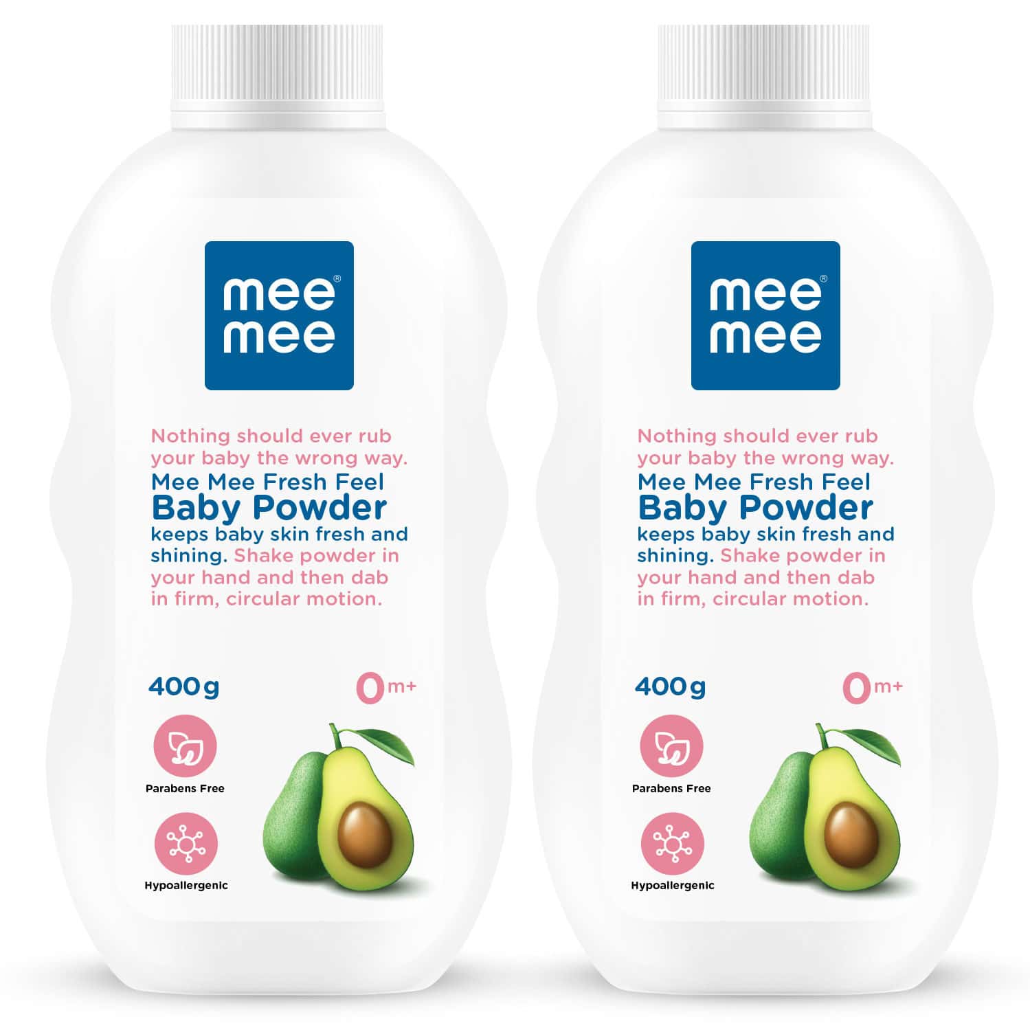 Mee Mee Baby Talcum Powder | Rash-Resistant | Paraben-Free | Ideal For Newborns | 400g (Pack Of 2)