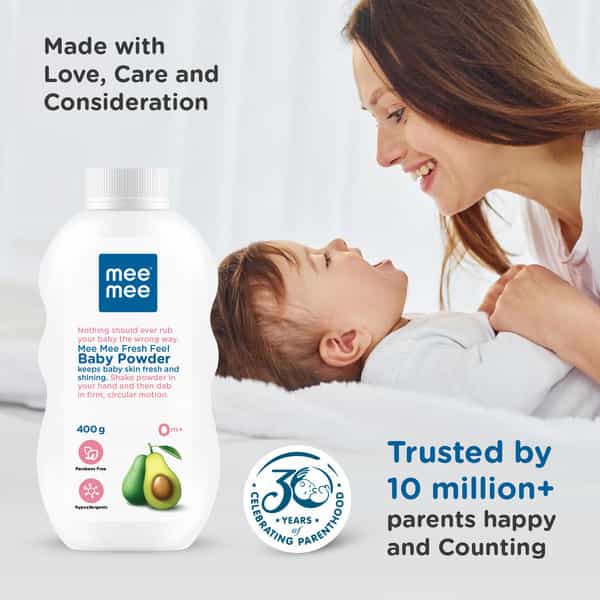 Mee Mee Baby Talcum Powder | Rash-Resistant | Paraben-Free | Ideal For Newborns | 400G (Pack Of 2)