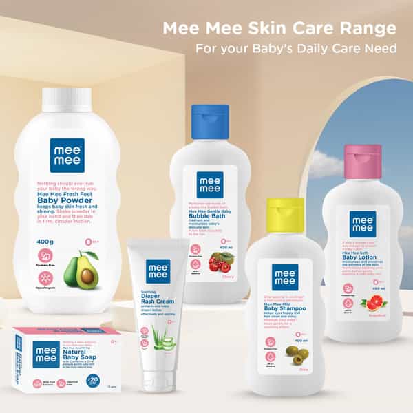 Mee Mee Baby Talcum Powder | Rash-Resistant | Paraben-Free | Ideal For Newborns | 400G (Pack Of 2)