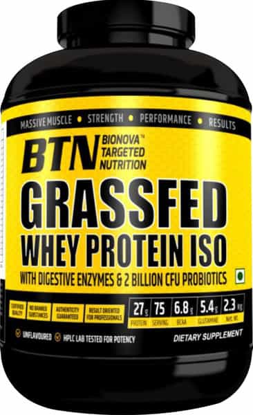 Btn Sports Grass Fed Whey Protein Isolate | Helps Muscle Building | Gluten Free (2.3 Kg)