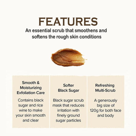 Skinfood Black Sugar Perfect Essential Scrub 2x - Deep Cleansing I Radiant Glow 210g