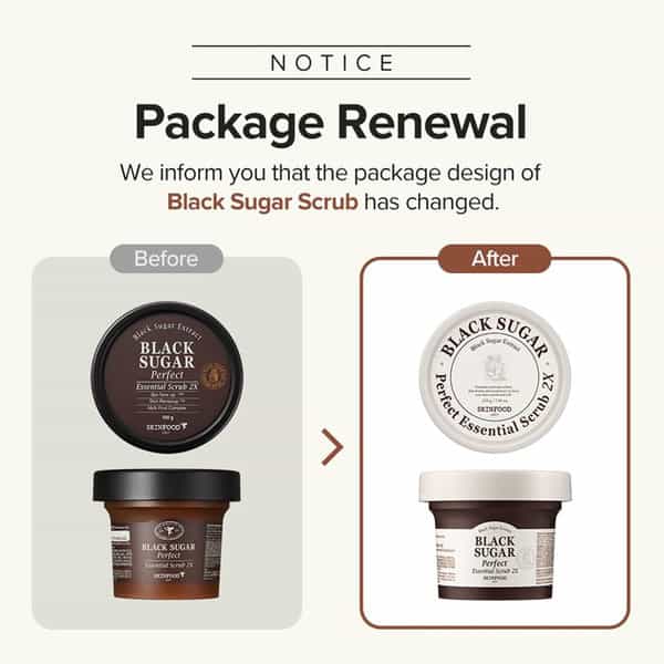 Skinfood Black Sugar Perfect Essential Scrub 2X - Deep Cleansing I Radiant Glow 210G