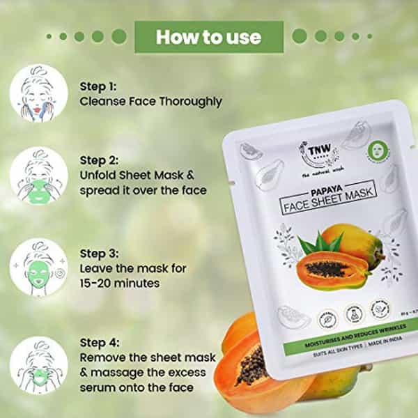 Tnw The Natural Wash Papaya Face Sheet Mask For Moisturizes (20Gm X 2 Sheets)