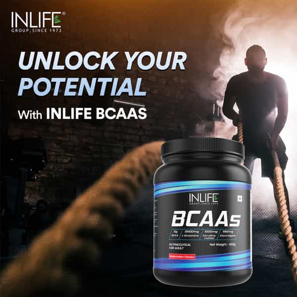 Inlife Bcaa Supplement 7G Amino Acids Instantized For Pre Post&Intra Drink Workout(Watermelon 450G)