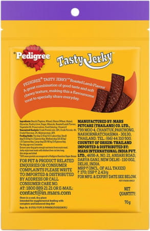 Pedigree Tasty Jerky Dog Treat | Roasted Lamb Flavour | 70 G X 12 | Jerky-Style Treats For Bonding