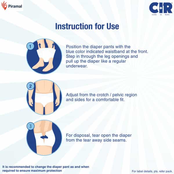Cir Diaper | Adult Diaper | Extra Large | Premium Pant Style | Waist(40"-59") | Pack Of 1 (10 Units)