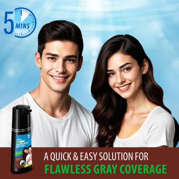 Nisha Quick Hair Color | 5 Minutes Shampoo Hair Colour Dark Brown 180Ml | 5 Weeks Long Lasting