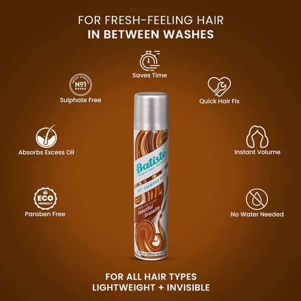 Batiste Instant Hair Refresh Dry Shampoo Plus With A Hint Of Colour Beautiful Brunette - 200Ml