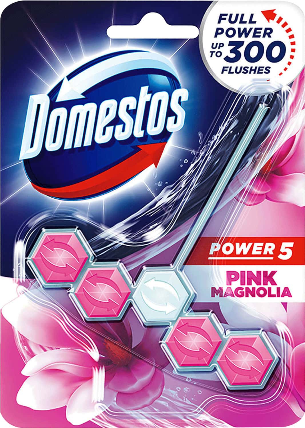 Domestos Toilet Rim Block Pink Magnolia Gives Long Lasting Fragrance And Removes Limescales 55g