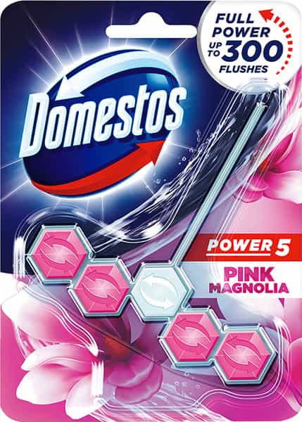 Domestos Toilet Rim Block Pink Magnolia Gives Long Lasting Fragrance And Removes Limescales 55G