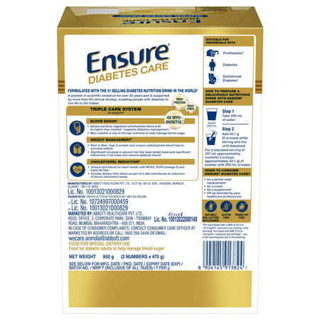 Ensure Diabetes Care Nutrition Drink Vanilla Delight Flavour Box 950 Gm