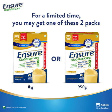 Ensure Diabetes Care Nutrition Drink Vanilla Delight Flavour Box 950 Gm