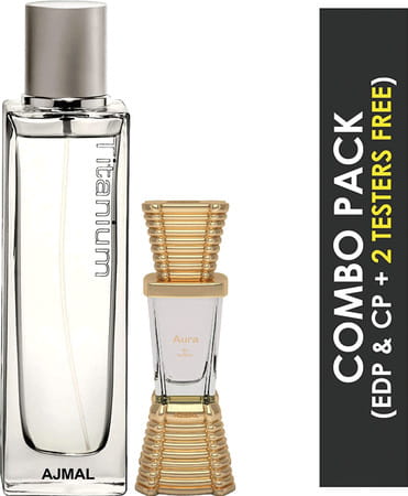 Ajmal Titanium Edp 100ml Perfume For Men And Aura Cp Oil Alcohol-Free Attar 10ml For Unisex