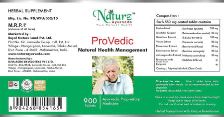 Naturz Ayurveda Provedic - 900 Tablets (Pack Of 4)