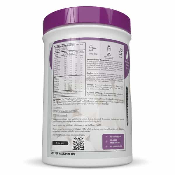 Healthyhey 100% Egg White Protein - Instant Mix - 80% Protein - 500G Chocolate