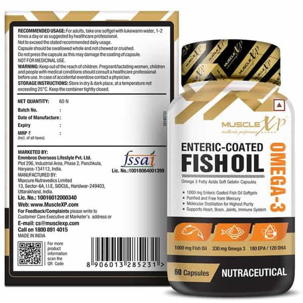 Musclexp Enteric Coated Fish Oil-1000Mg | 330Mg Omega 360 Softgels