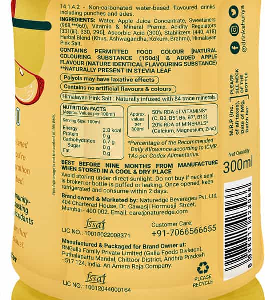Shunya Go Zappy Apple | Hydration Drink 0 Calories- 0 Sugar- 0 Preservatives Pack Of 6 (300Ml X 6)