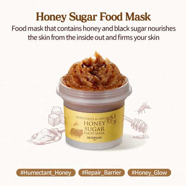 Skinfood Honey Sugar Food Mask - Korean Face Cleanser - Korean Skincare - 120G