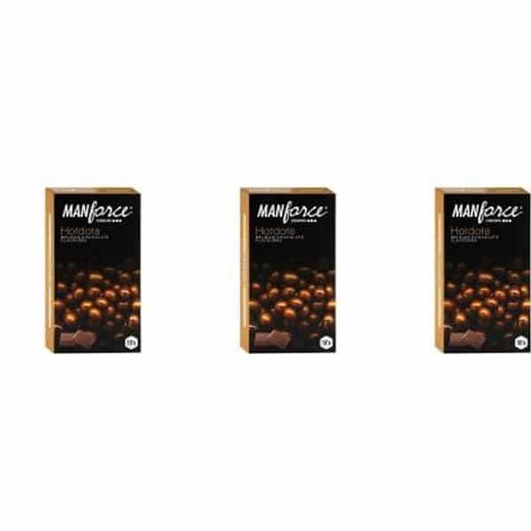 Manforce Premium Hotdots Belgian Chocolate Condoms With Bigger Dots(Set Of 3 30 Pcs)