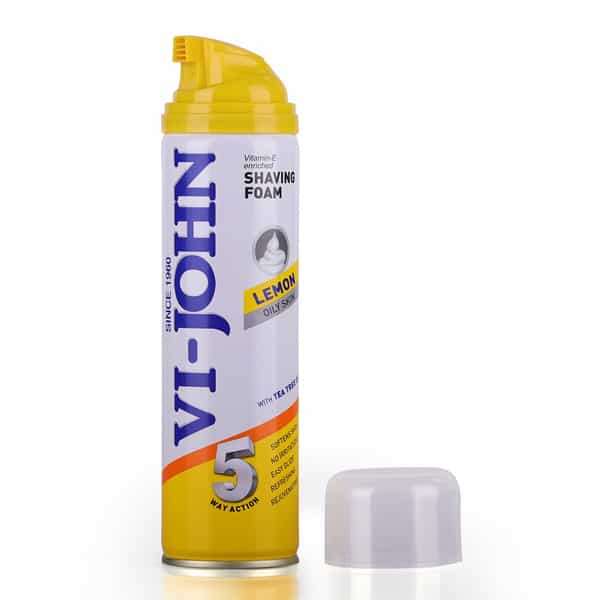 Vi-John Lemon 5 Way Action & Vitamin E Enriched Shaving Foam For Oily Skin-200Ml