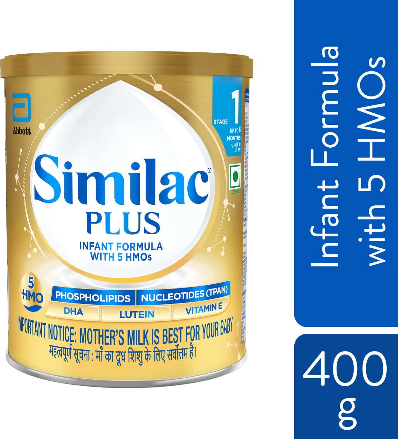 Similac Plus Infant Formula With Added Dha & Vitamin E Stage 1 (upto 6 Months) Tin 400 Gm