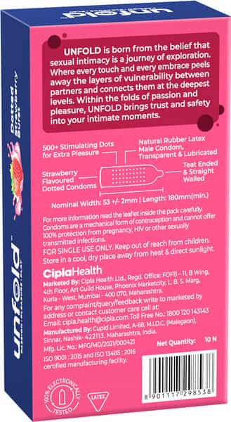 Unfold Dotted Strawberry Burst Box Of 10 Condoms