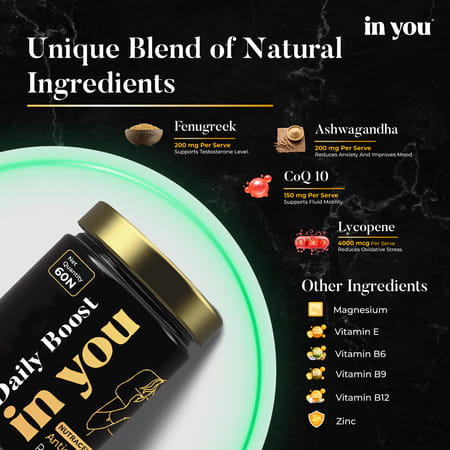Daily Boost In You-Male Fertility Supplement For Men |Enhances Sperm Health | Count & Motility|Coq10
