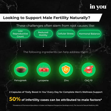 Daily Boost In You-Male Fertility Supplement For Men |Enhances Sperm Health | Count & Motility|Coq10