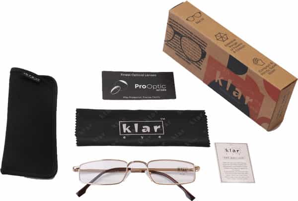 Klar Eye Full Rim Rectangle Reading Glasses Men And Women Powers +0.75 To +3.50+2.50 Power Gold