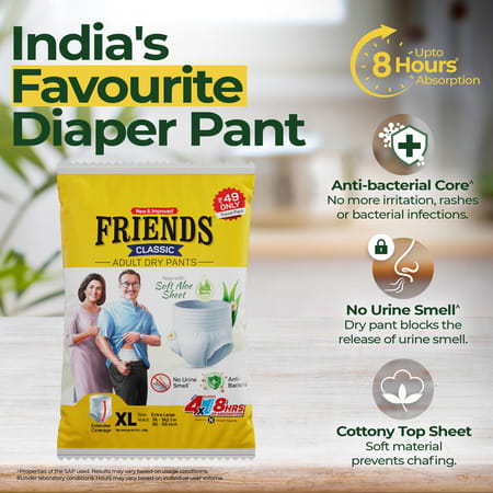 Friends Classic Adult Dry Pants Xl Size (76-142 Cm) Adult Diapers 1 Nos